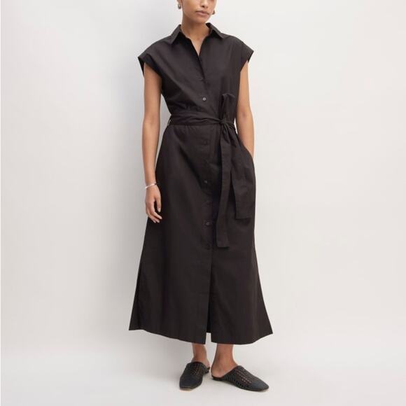 Everlane Dresses & Skirts - Everlane The Supima Cotton Short-Sleeve Shirt Dress in black Size 14 NWOT